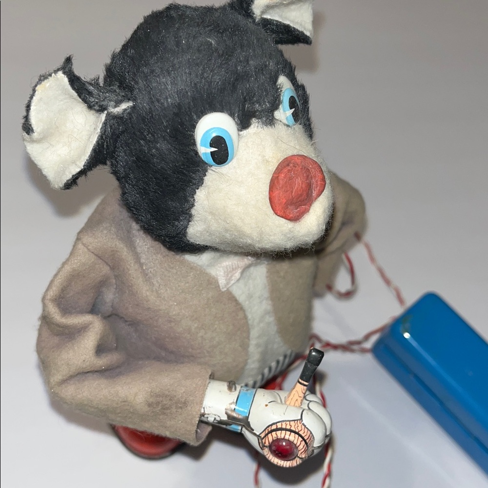 Vintage Marusan SAN SMOKING PAPA BEAR Battery operated Tin Toy *As Is - Picture 2 of 11